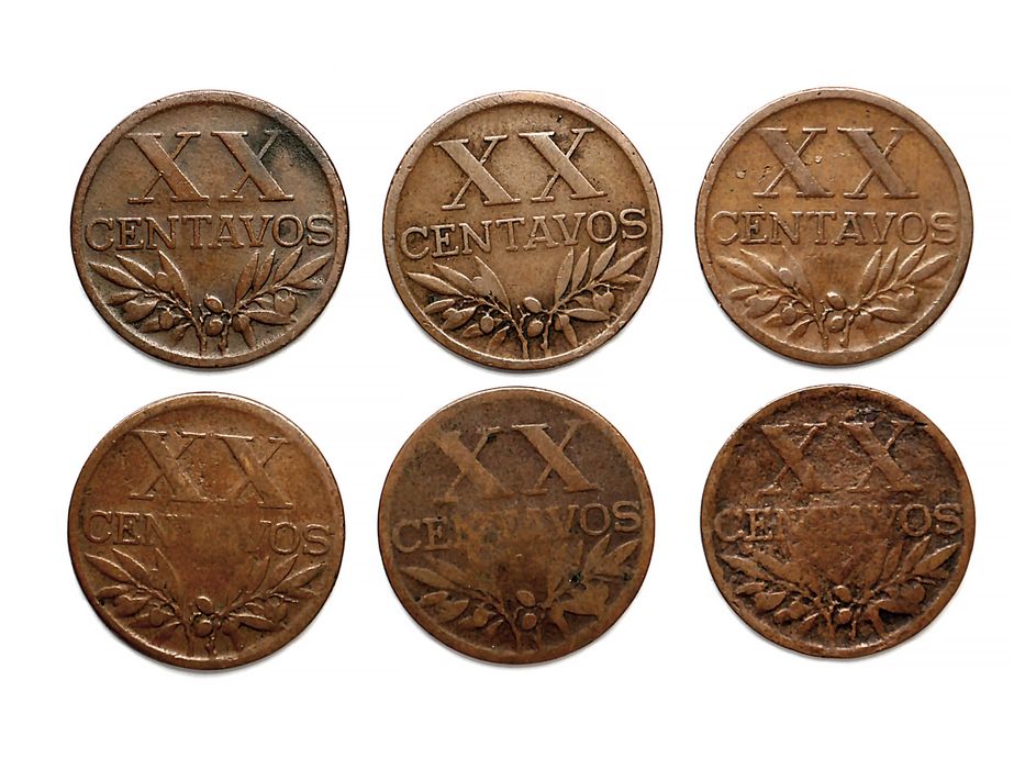 Lote de 6 Moedas 20 Centavos 1945