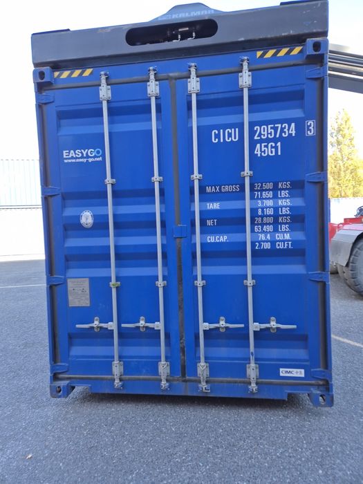 KONTENER MORSKI wysoki 40HC duzy 12 m Niebieski Magazynowy Morskie