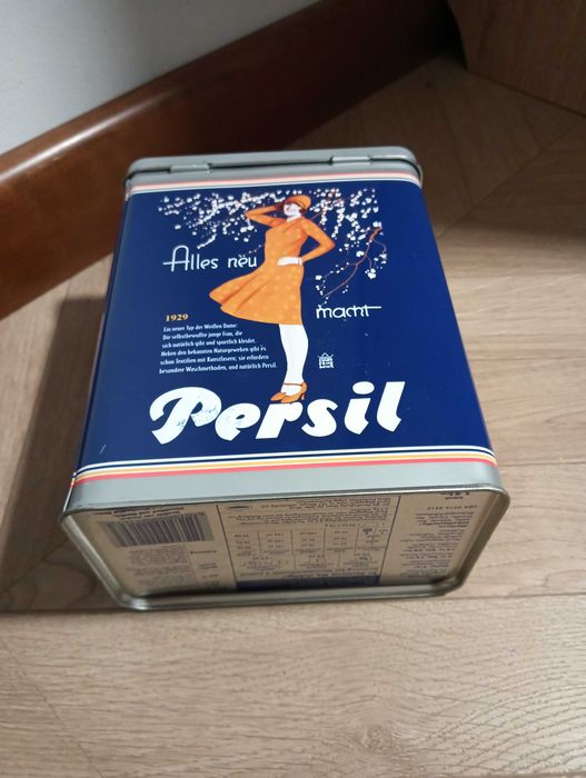 Puszka metalowa na proszek do prania kapsułki Persil w stylu Vintage