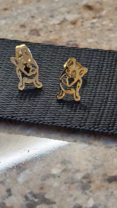 Śliczne kolczyki buldog francuski stal