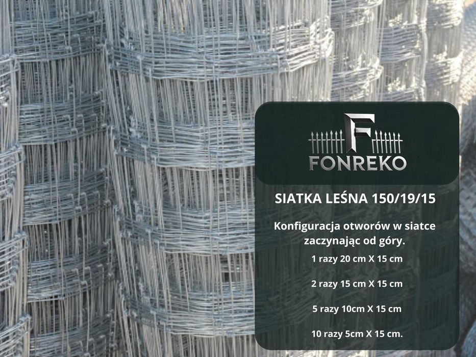 SIATKA LEŚNA OCYNKOWANA 150/19/15-Gęsta Zagęszczona na Dole 50mb