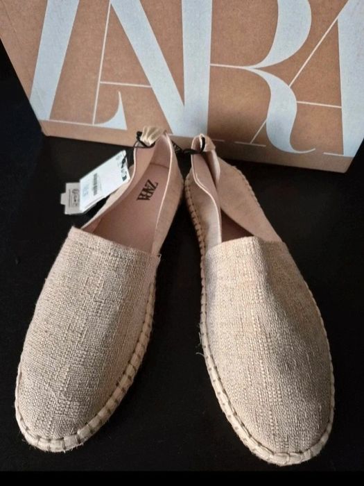 Lniane buty typu espadryle Zara 41 ecru