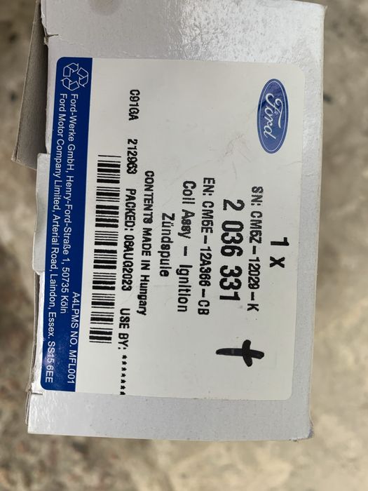 Котушка запалювання Ford USA 2.0 EcoBoost, 2 036 331