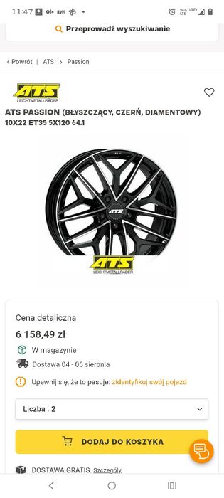 5x120 22 cale felgi aluminiowe ATS passion nowe demo