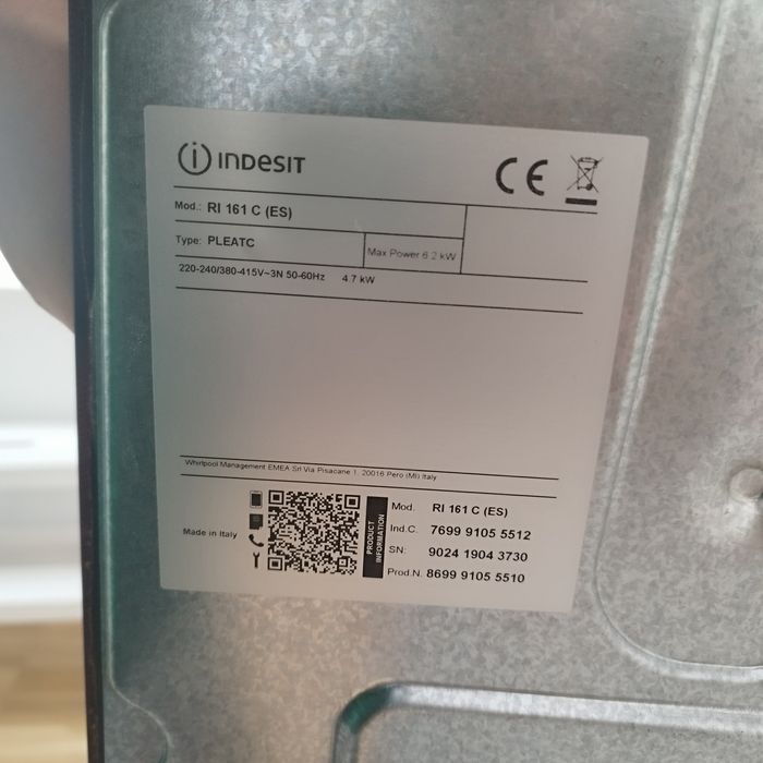 Placa de Vitrocerâmica INDESIT RI 161 C (Elétrica - 58 cm - Preto)