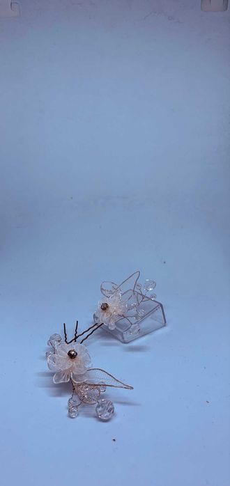 wsuwka kwiat tiul kryształki ślub boho rękodzieło artystyczna hit