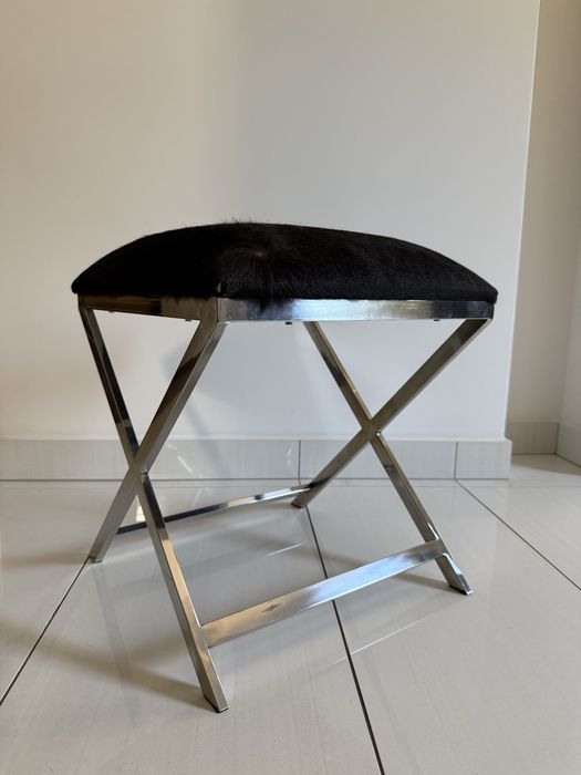 Siedzisko/pufa ze skórzanym siedziskiem BBHome, glamour