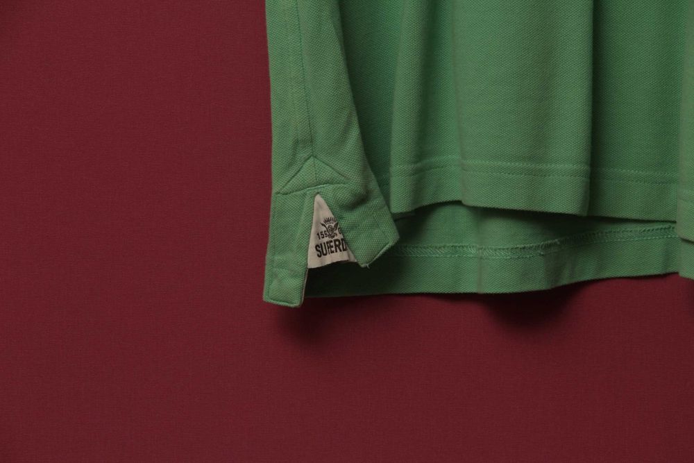 Superdry рр L-XL поло из хлопка пике Зеленый горошек