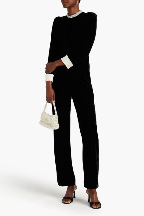 Чорний оксамитовий комбінезон Sandro Paris