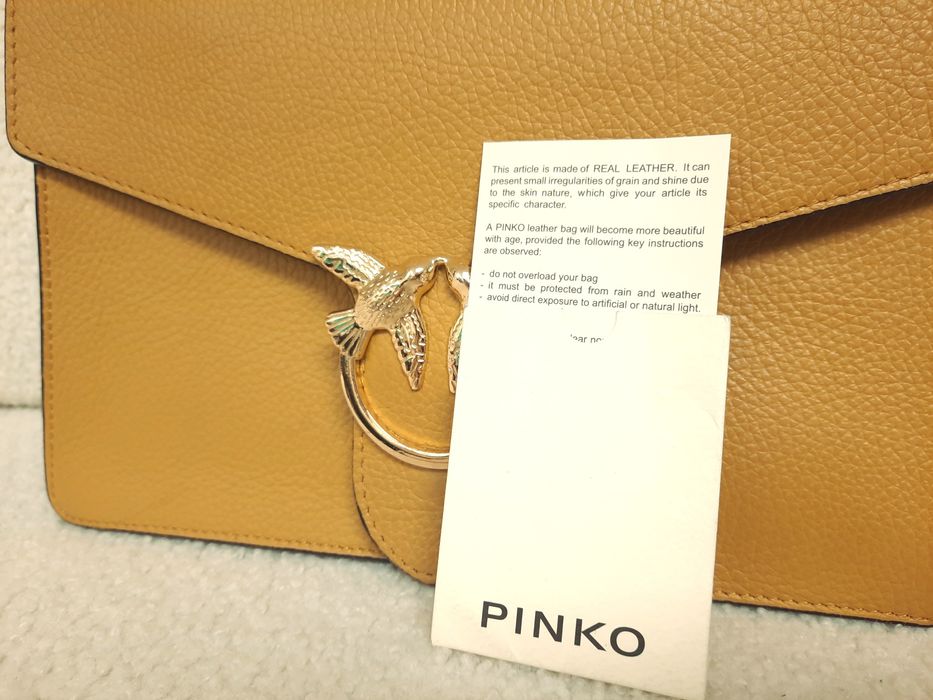 Bolsa de ombro Pinko mostarda com corrente – bom estado