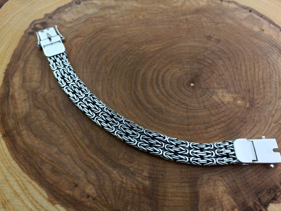 Широкий серебряный браслет Тройная Византия. Срібний браслет Візантія.