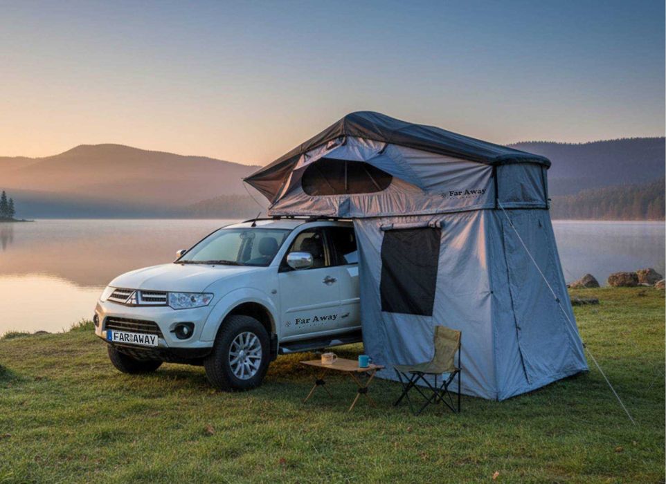 Namiot dachowy Far Away Equipment - Mont Blanc 140 szary 3 osobowy - SMART Windows