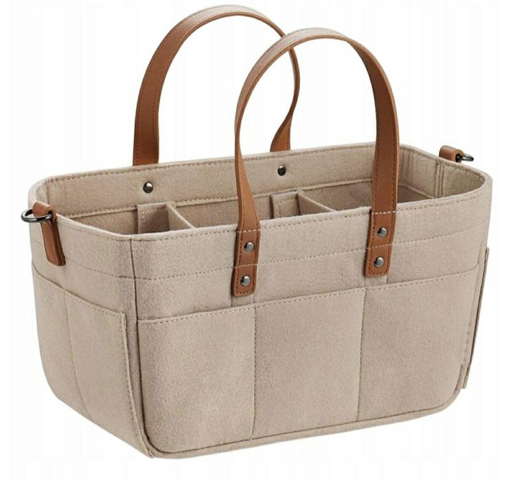 Organizer Torba Filcowa Z Przegródkami Beżowa Na Akcesoria