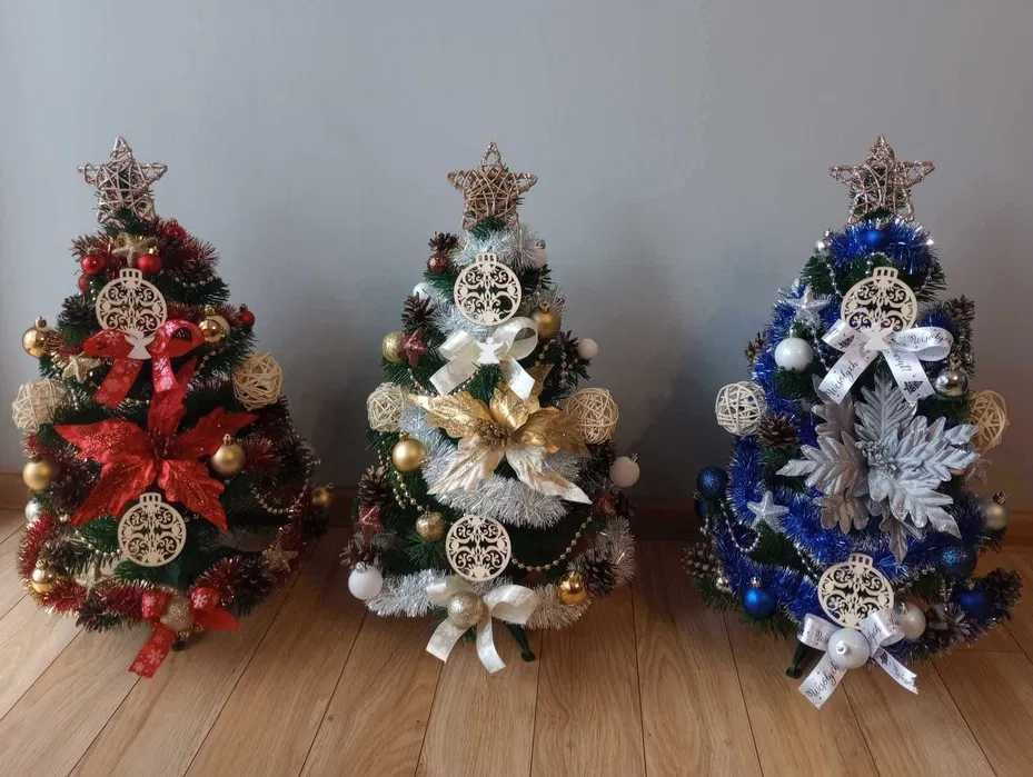 Mała choinka UBRANA z dekoracją 80 cm z lampkami LED GOTOWA