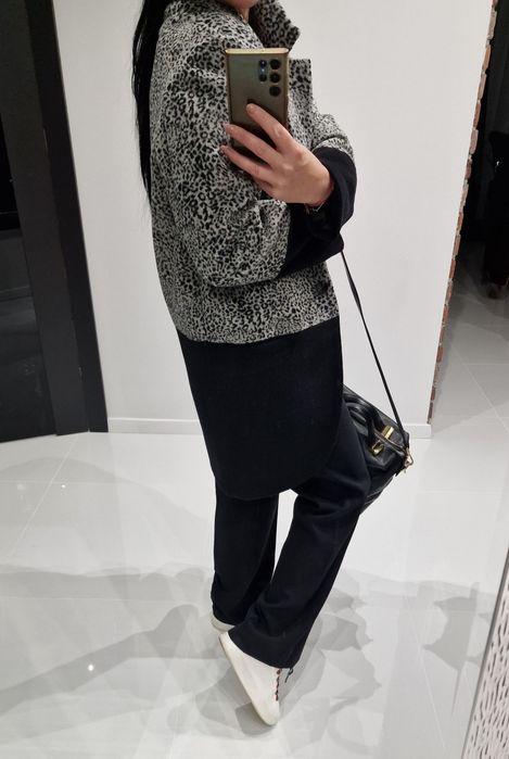 Płaszcz Religion oversize panterka 38 40 animal print welna