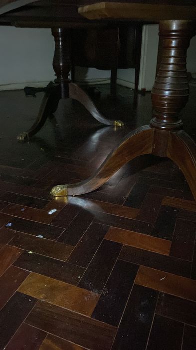 Extraordinária Grande Mesa Mogno Cuba Tampo Mármore 2,42 mt