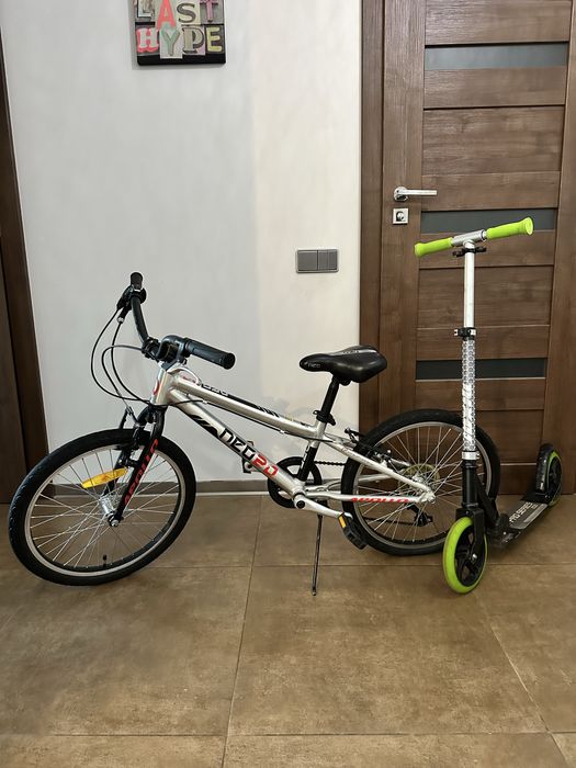 Вел дитячий + самокат Apollo 20" NEO Disc+ 6s Brushed Alloy, Red/Black