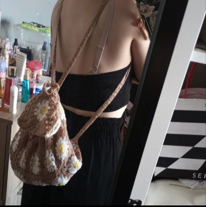 Plecak na szydełku handmade vintage