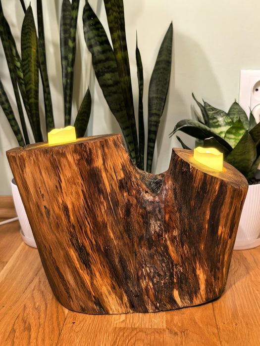 Drewniany świecznik/lampka handmade