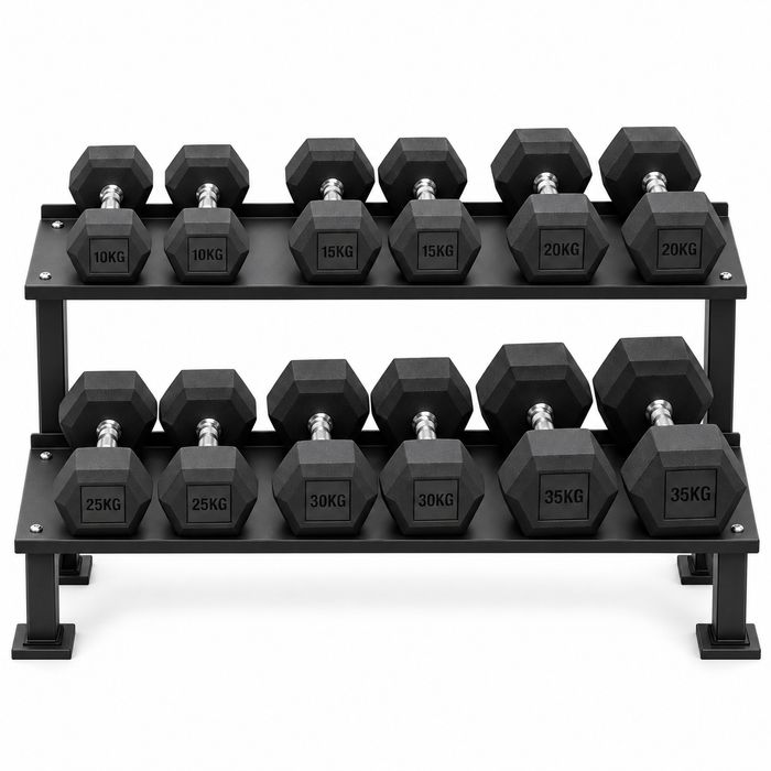 Komplet Hantli HEX 270 kg 10-35 kg + Stojak 2 Poziomy