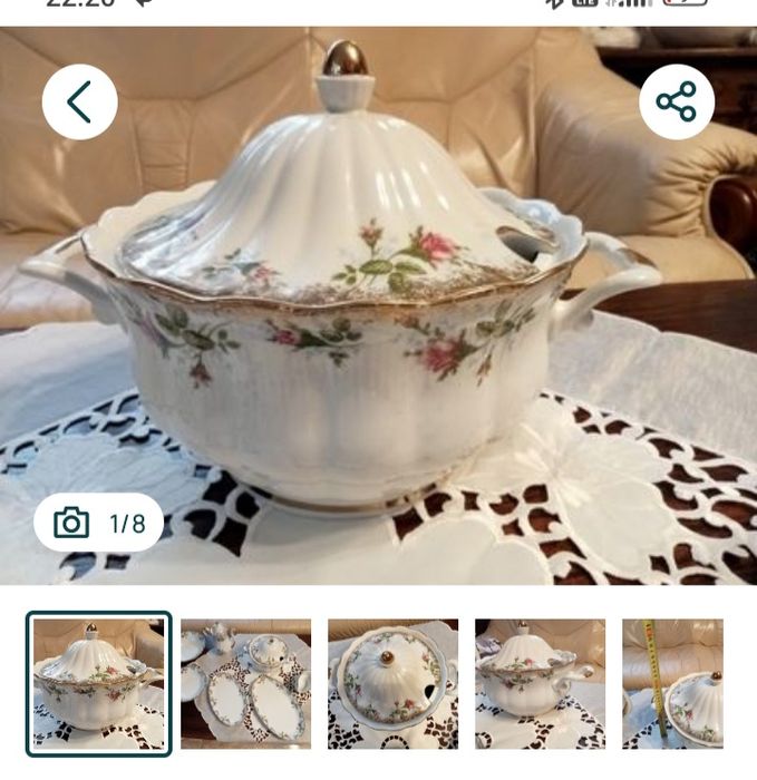 Porcelanowa waza Chodzież Iwona złoto i róże