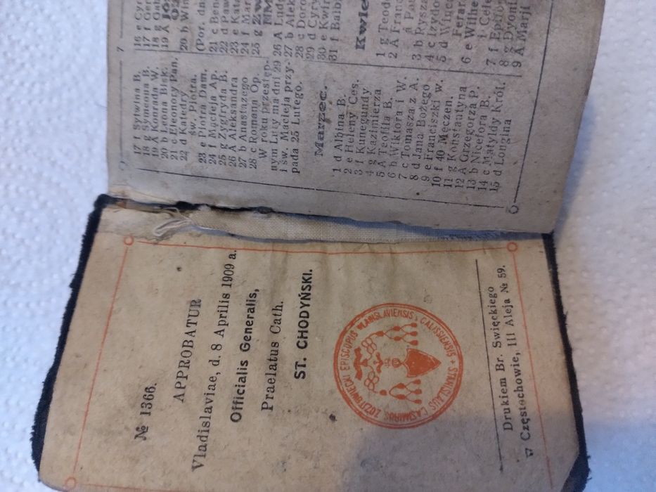 Modlitewnik z 1909 r