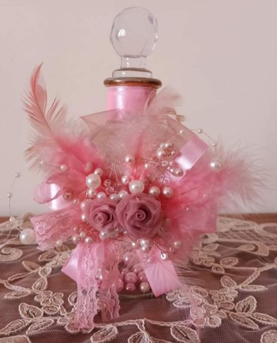 Frascos de vidro decorados