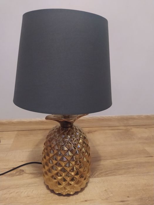 Piękna,porcelanowa, złota lampa Ananas
