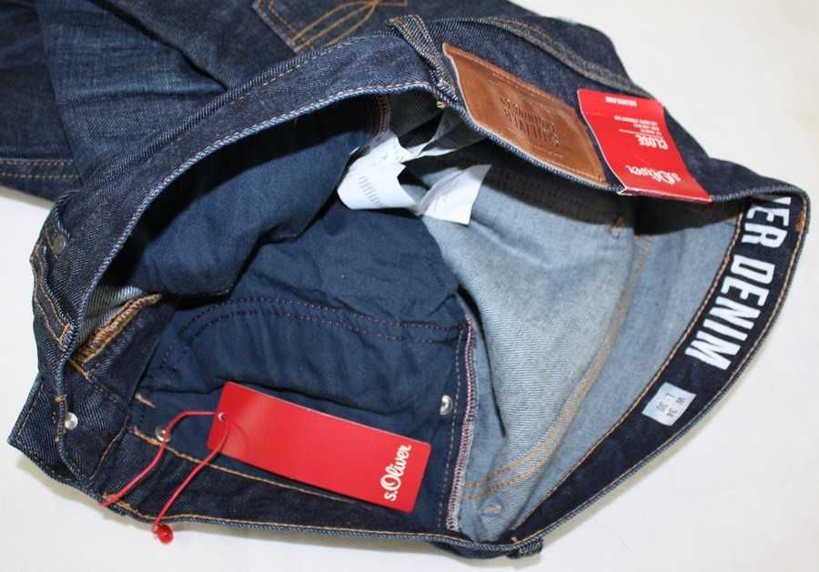Jeansy męskie s.Oliver Close - Slim Straight przetarcia nowe - W34/L30