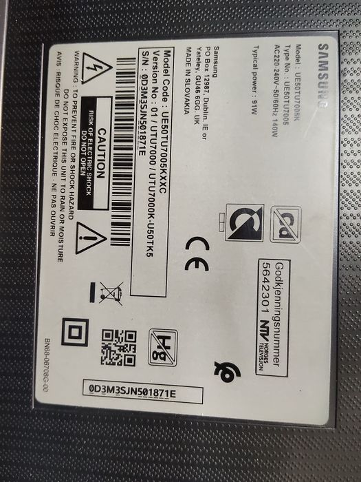 Smart TV Samsung Modelo: UE50TU7005K