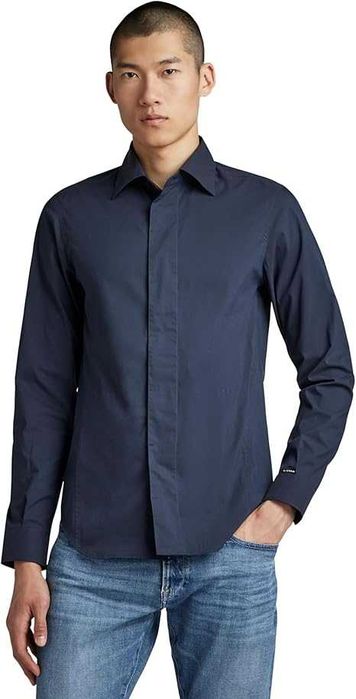 Męska Koszula G-STAR RAW Super Slim Fit Wizytowa Niebieska XXL