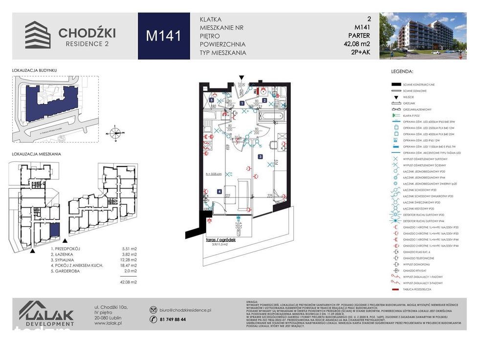 2-pokojowe mieszkanie 42m2 + ogródek