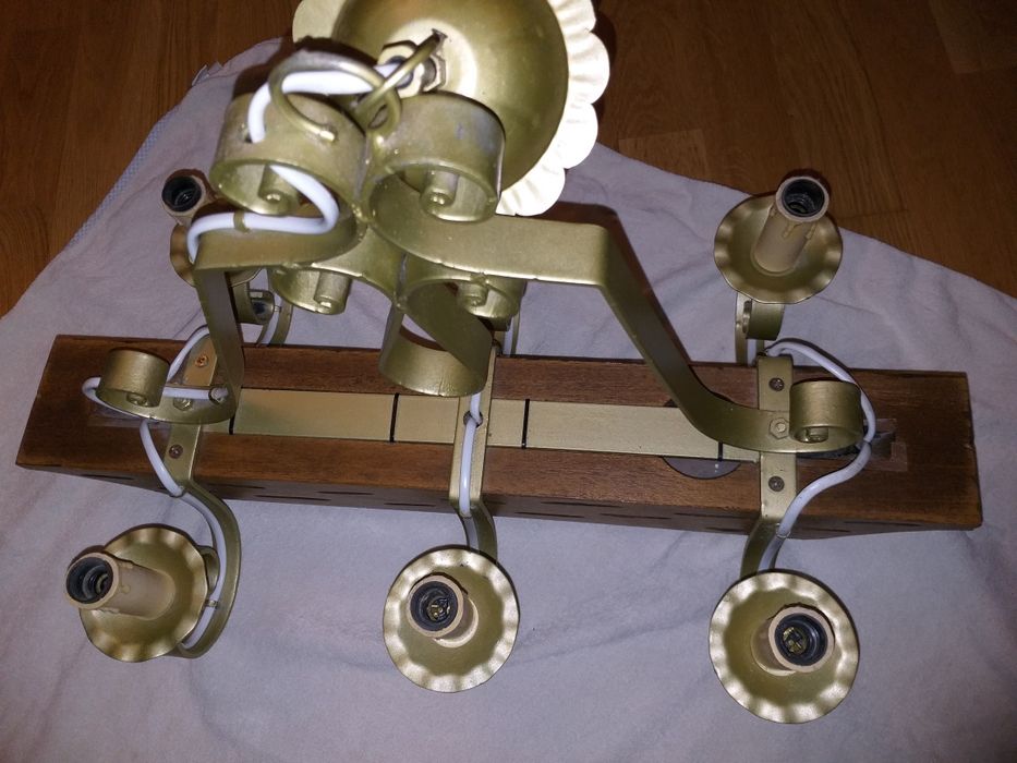 Lampa drewno kolor złoty