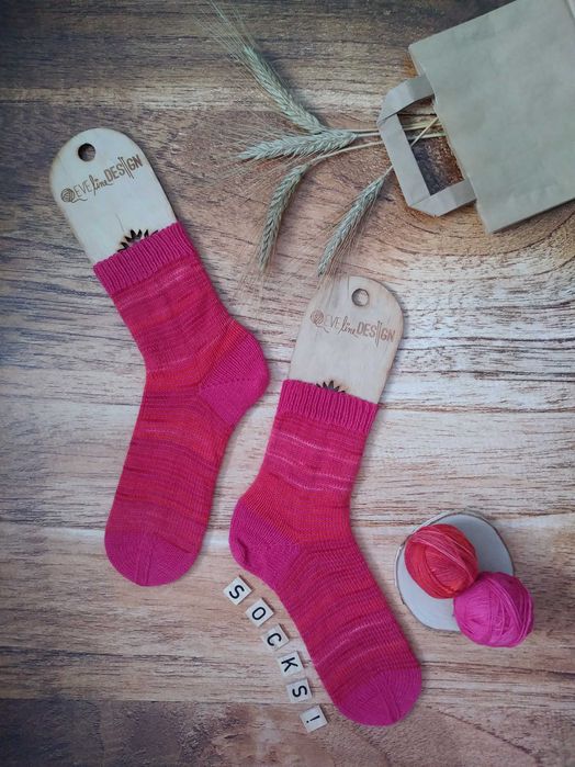 Skarpety wełniane rozm. 38/39 "Pink Dream" - RĘCZNIE ROBIONE