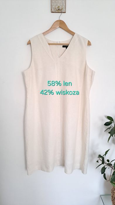 Sukienka lniana wiskozowa letnia bez rękawów  Peacocks