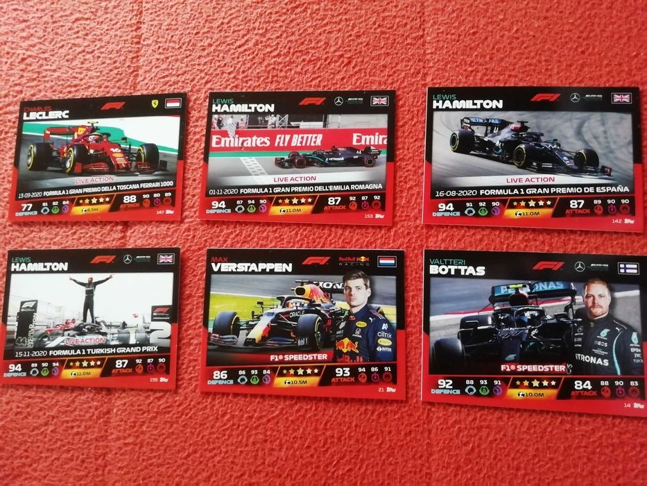 Karty Attax F1 2021 kolekcja 70 kart. Poniżej uwaga!