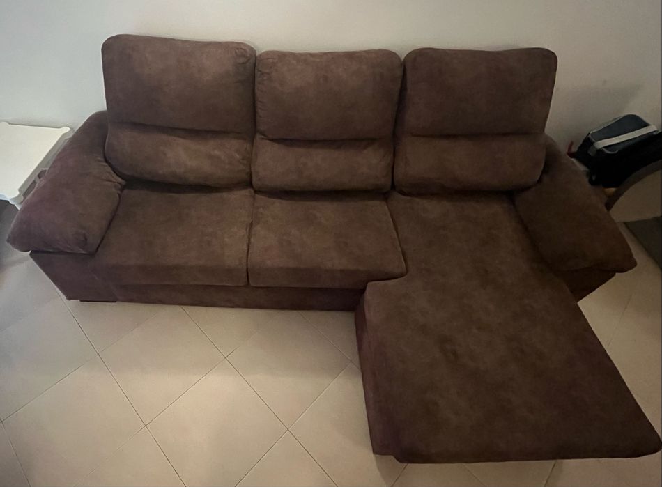 Sofa ChaiseLong Castanho Semi Novo