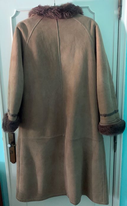 Casaco comprido de pele genuíno vintage