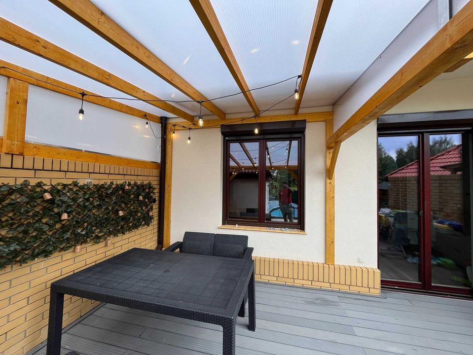 Zadaszenie tarasu model "Kleosin" 4,95m x 4,20m, poliwęglan pergola