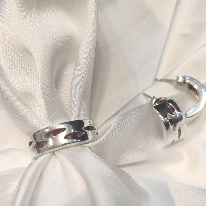 Srebrny komplet kolczyki i pierścionek