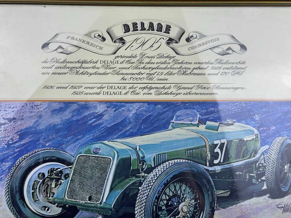 Grafika stary samochód wyścigówka Delage 1928 B41/090816