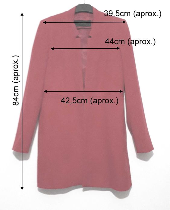 Casaco tipo fraque/ Levita lapela invertida vermelho da Zara T: L