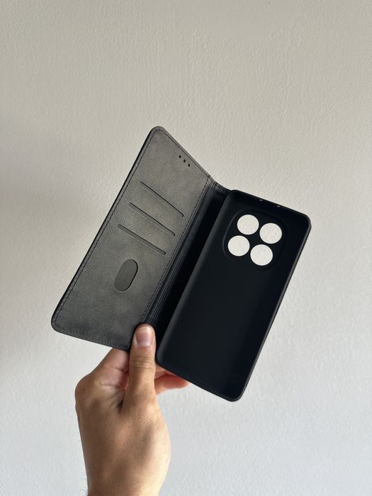 Etui z klapką skórzane + SZKŁO do XIAOMI REDMI NOTE 14 PRO 4G / 5G