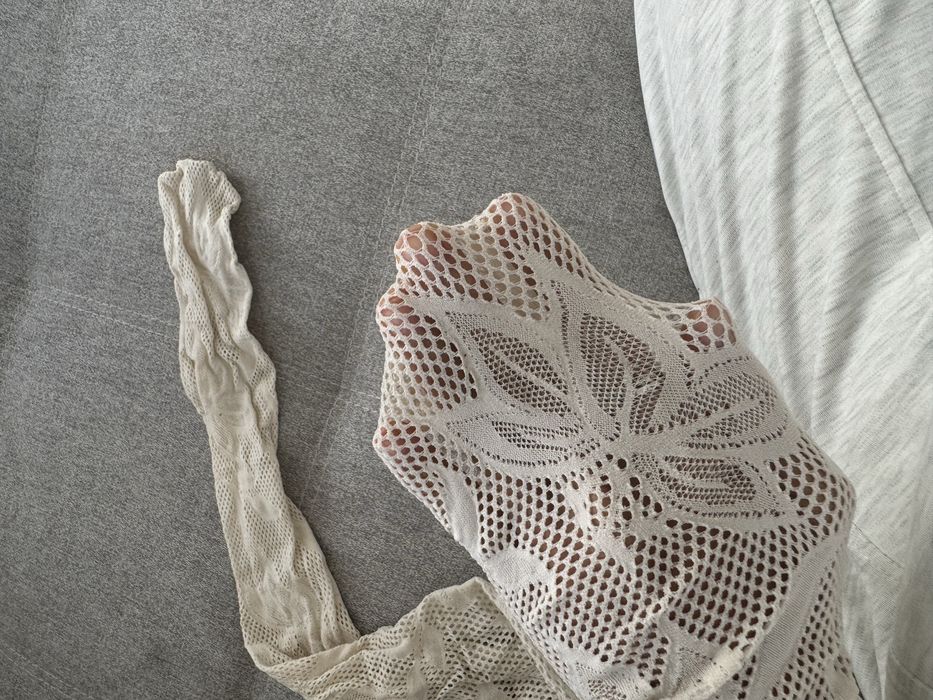 Ажурні колготки Calzedonia мереживні квіткові молочні