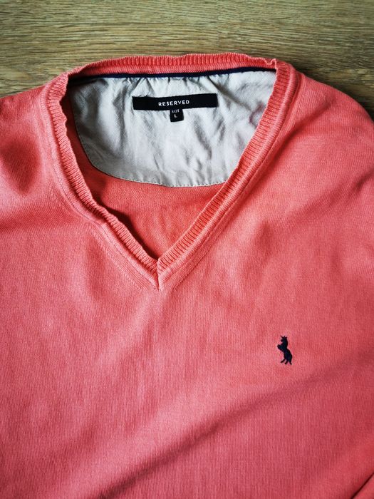 Sweter męski bawełniany dekolt w serek reserved rozmiar L