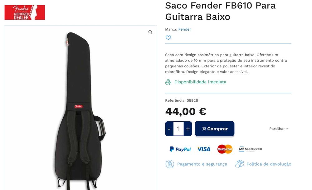 Saco Fender para Guitarra Baixo Bag