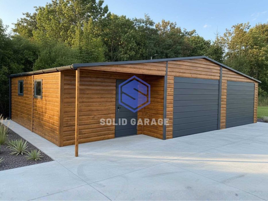 Garaż blaszany drewnopodobny garaz dwustanowiskow schowek 10x6m