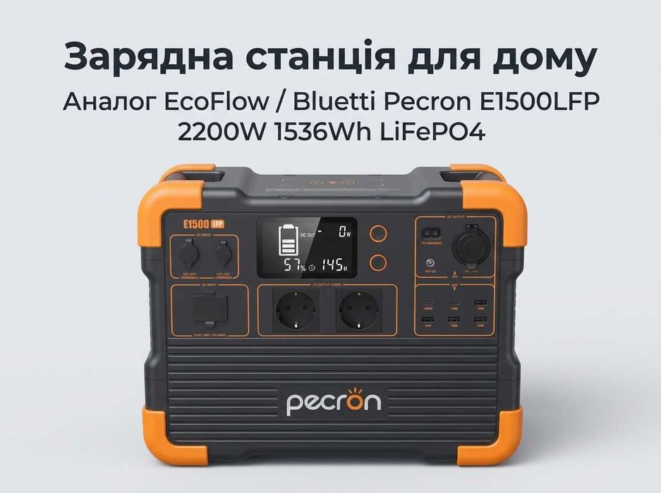 Зарядна станція 2200W 1536Wh Pecron E1500LFP LiFePO4 EcoFlow Bluetti