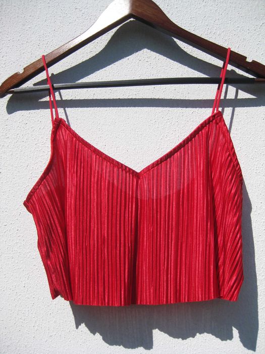 Красный летний костюм плиссе топ и брюки Shein M L