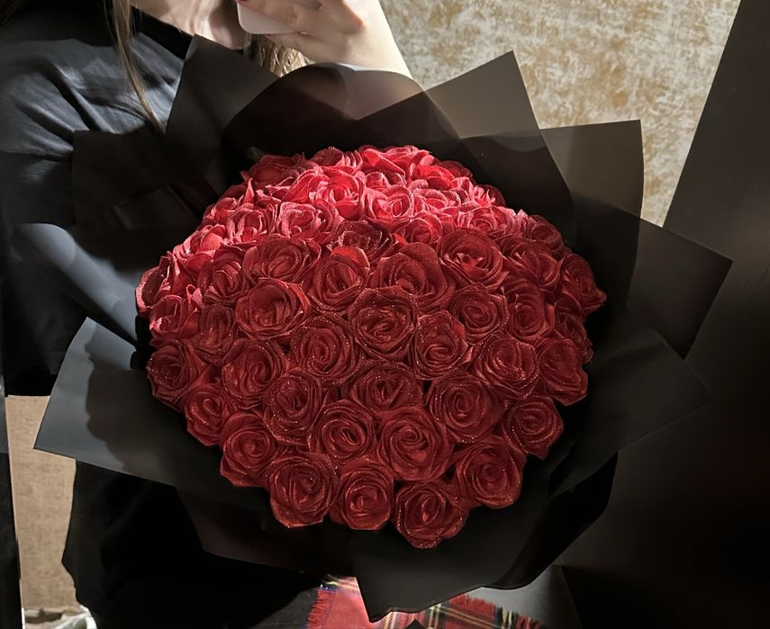 Букетики из атлосных лент